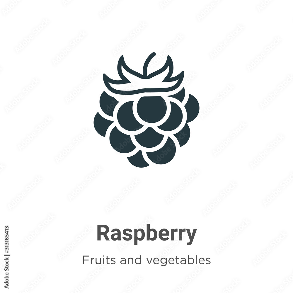 Poster raspberry glyph icon vector on white background. flat vector raspberry icon symbol sign from modern 