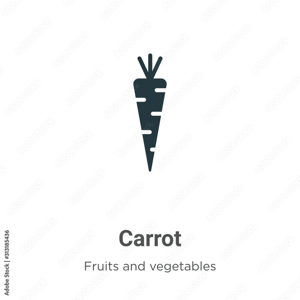 Poster carrot glyph icon vector on white background. flat vector carrot icon symbol sign from modern fruits