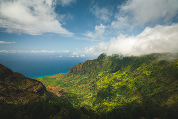 Stunning View of Famous Na Pali Coastline in Kauai, Hawaii