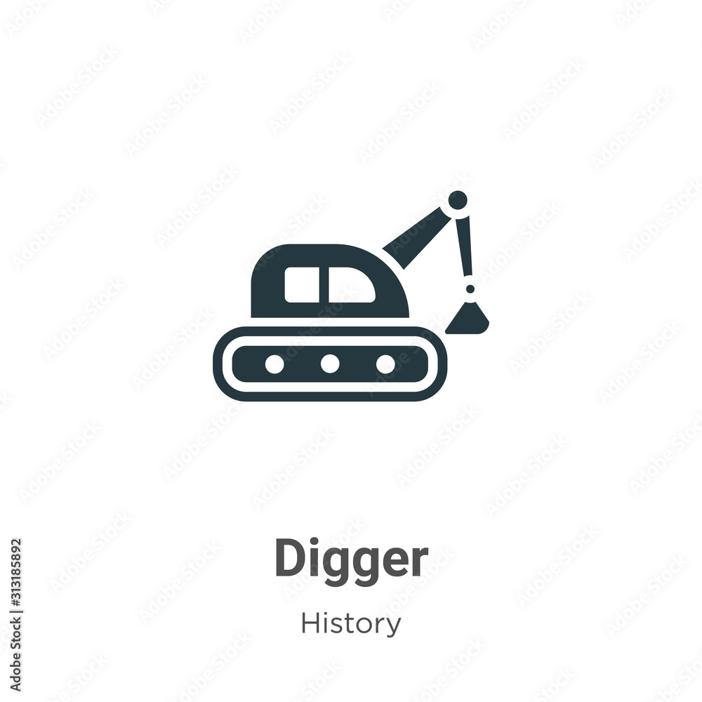 Poster digger glyph icon vector on white background. flat vector digger icon symbol sign from modern histor