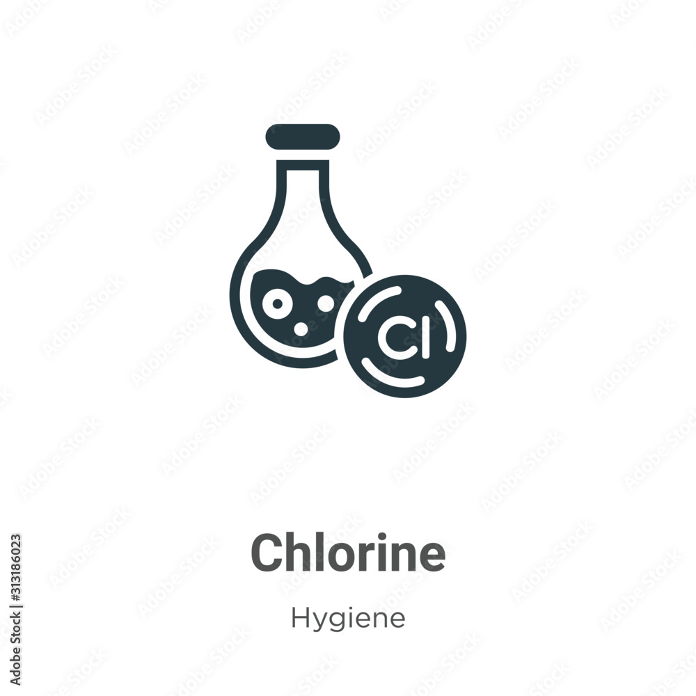 Poster chlorine glyph icon vector on white background. flat vector chlorine icon symbol sign from modern hy