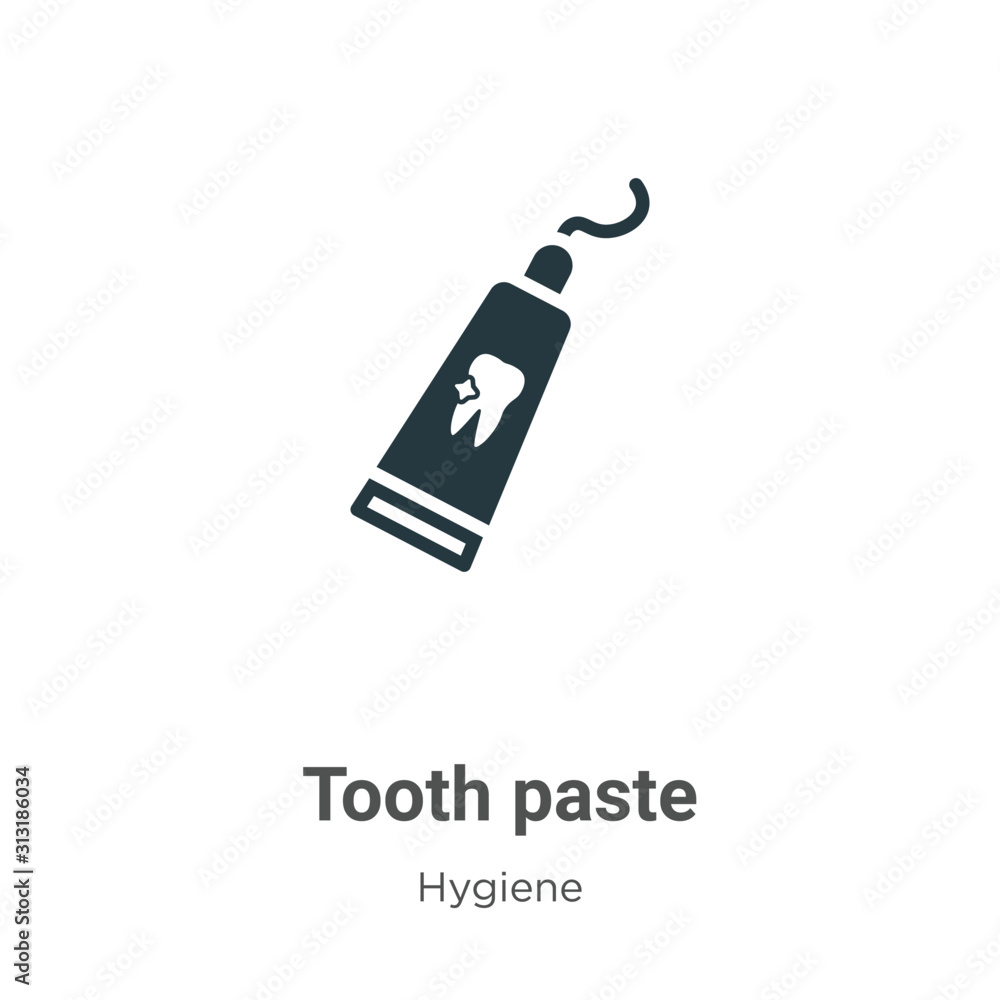 Poster tooth paste glyph icon vector on white background. flat vector tooth paste icon symbol sign from mod