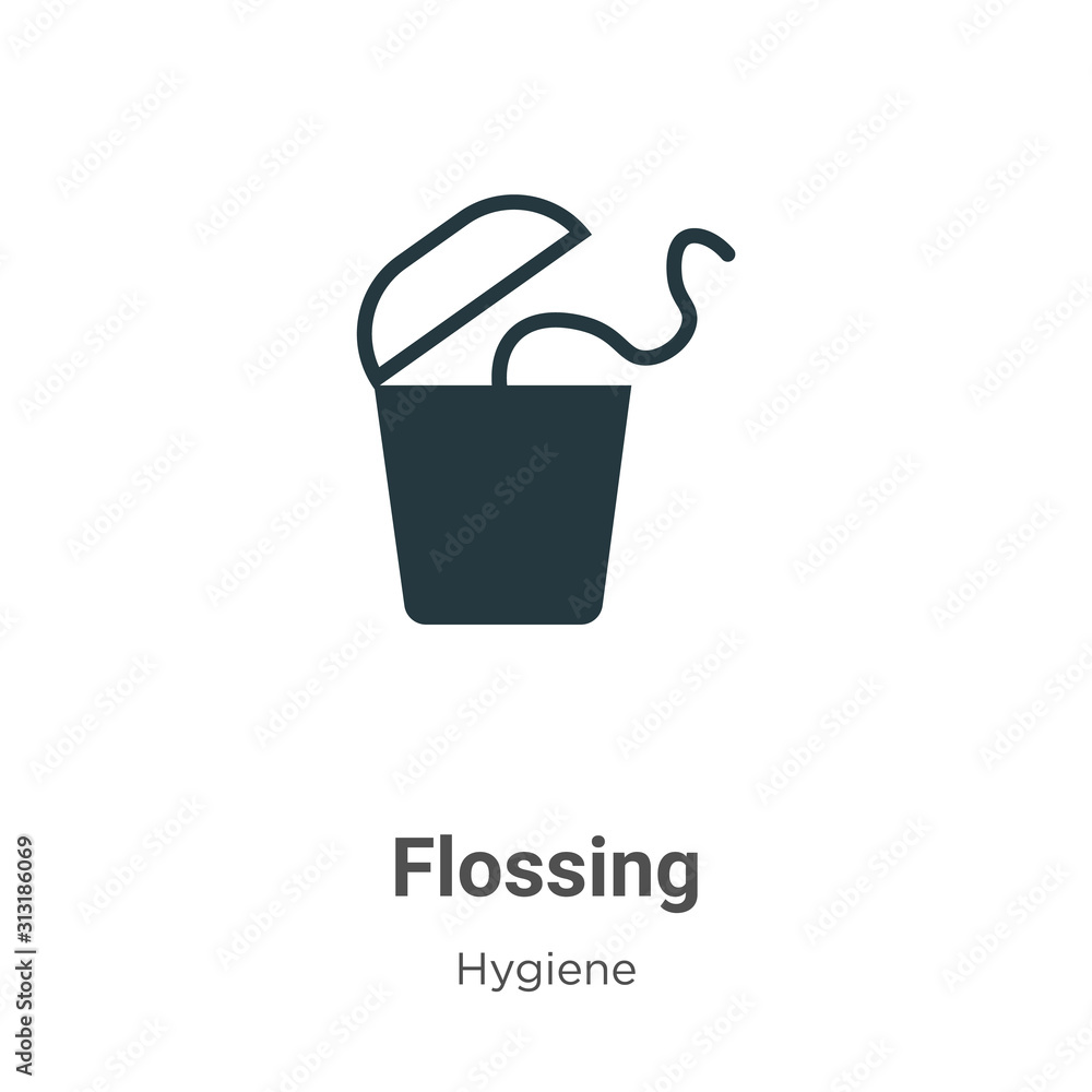 Poster flossing glyph icon vector on white background. flat vector flossing icon symbol sign from modern hy