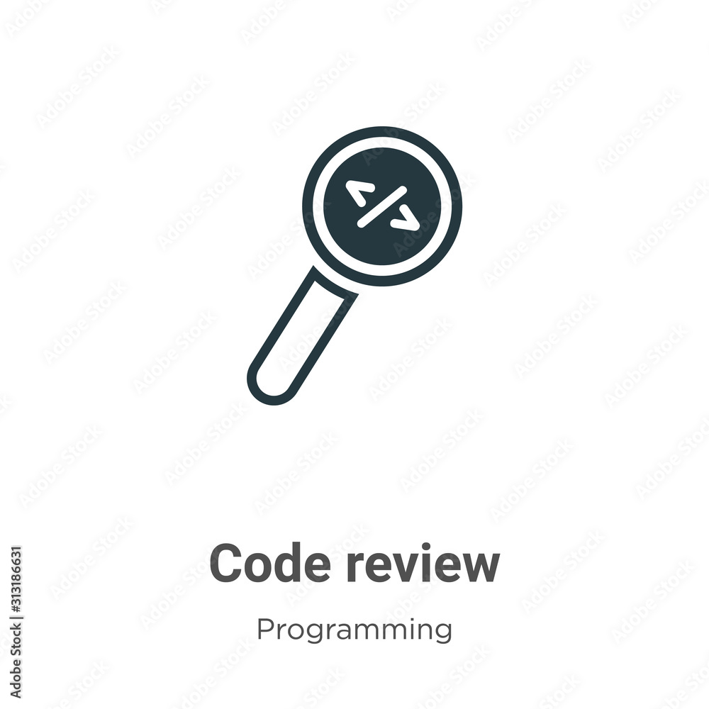 Fototapete code review glyph icon vector on white background. flat vector code review icon symbol sign from mod