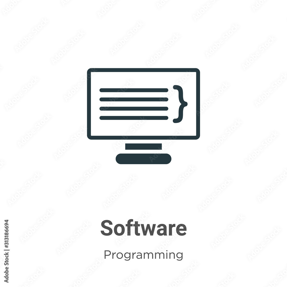 Poster software glyph icon vector on white background. flat vector software icon symbol sign from modern pr