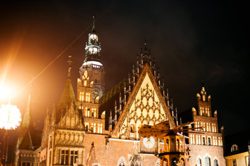 Fototapeta premium Christmas market at Wroclaw. Night time. Poland
