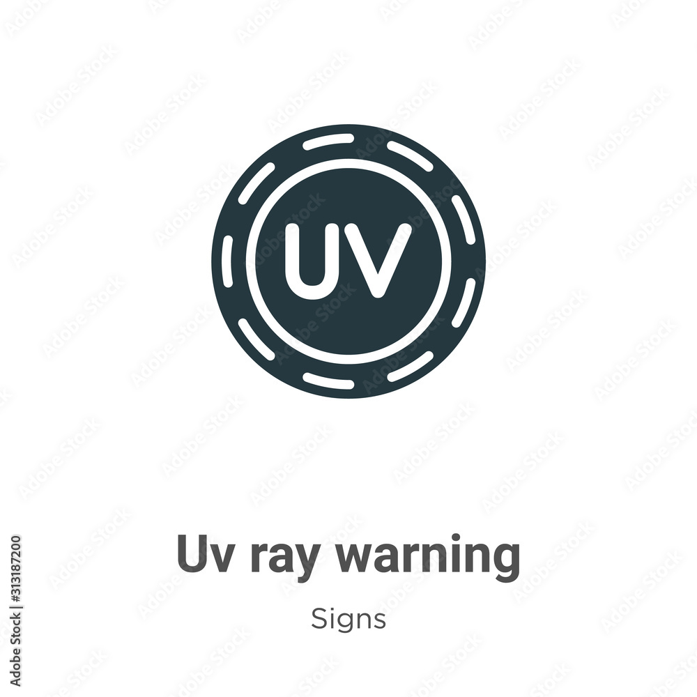 Poster uv ray warning glyph icon vector on white background. flat vector uv ray warning icon symbol sign fr