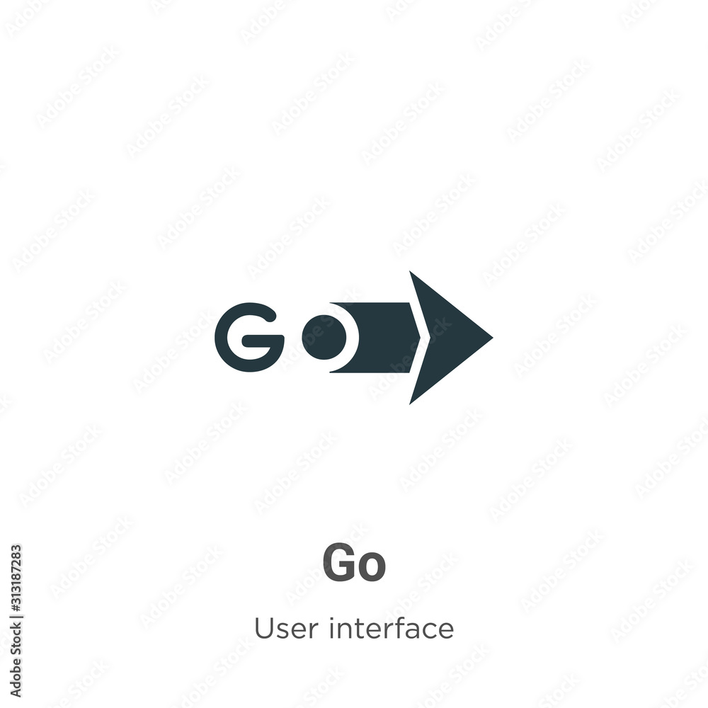 Poster go glyph icon vector on white background. flat vector go icon symbol sign from modern user interface
