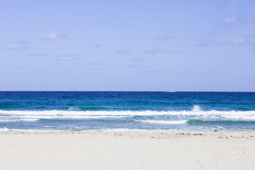 Sandy beach on the sea in south korea with wave water 