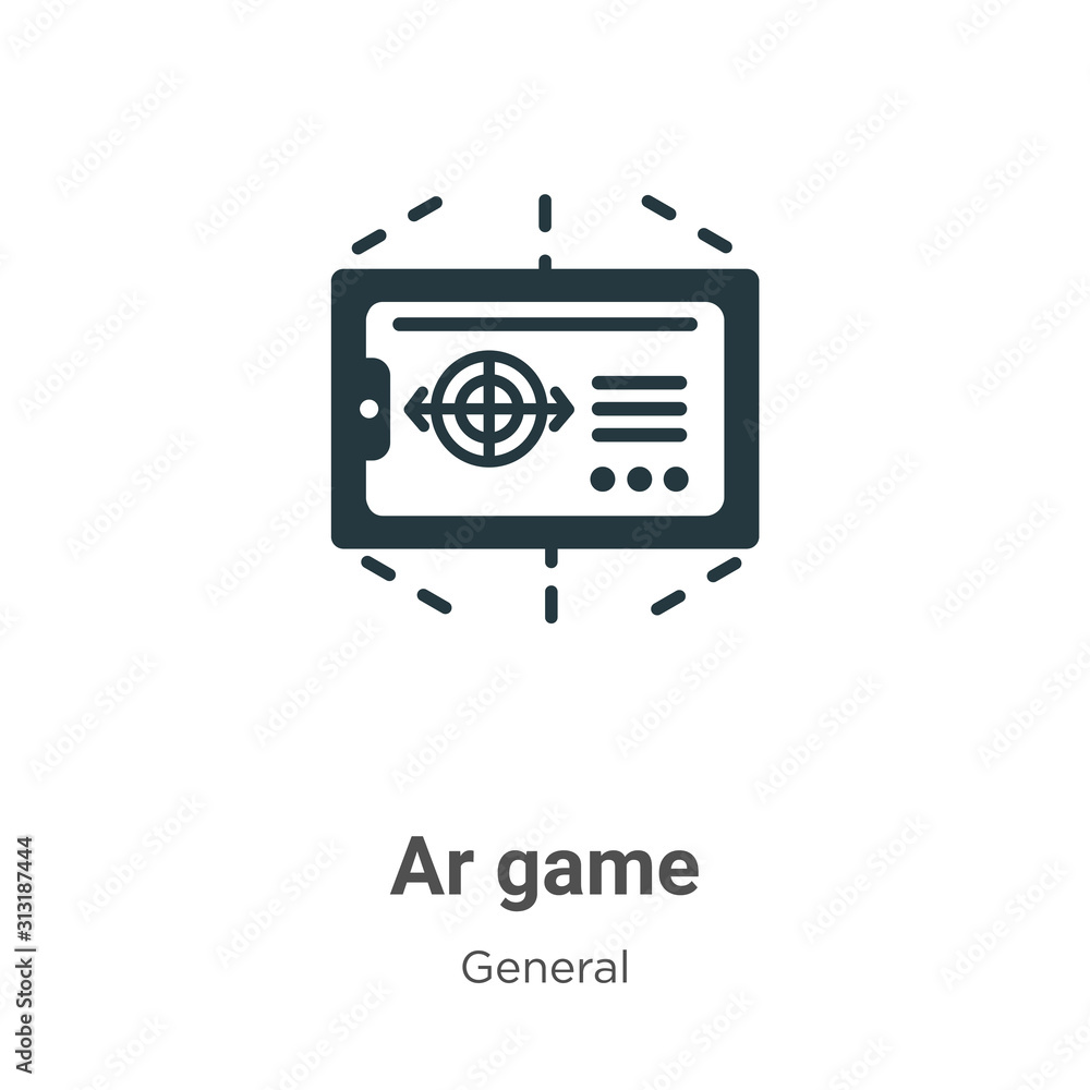 Poster ar game glyph icon vector on white background. flat vector ar game icon symbol sign from modern gene