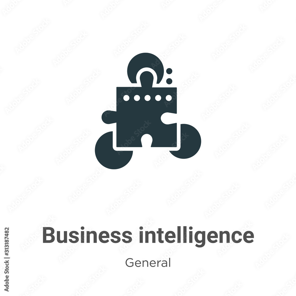 Poster business intelligence glyph icon vector on white background. flat vector business intelligence icon 