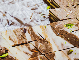 Diamond-cut, chocolate nougat. Eastern sweets. Curd cake. Indian sweets.