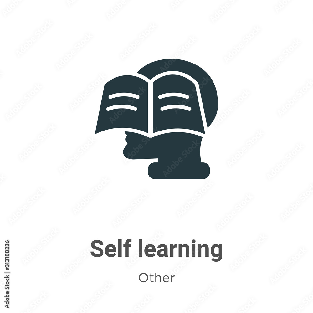Poster self learning glyph icon vector on white background. flat vector self learning icon symbol sign from