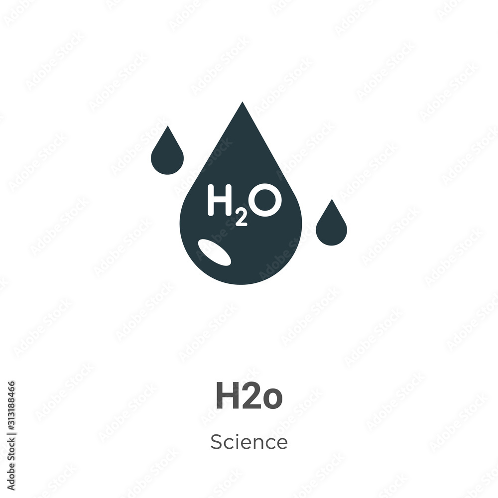 Poster h2o glyph icon vector on white background. flat vector h2o icon symbol sign from modern science coll