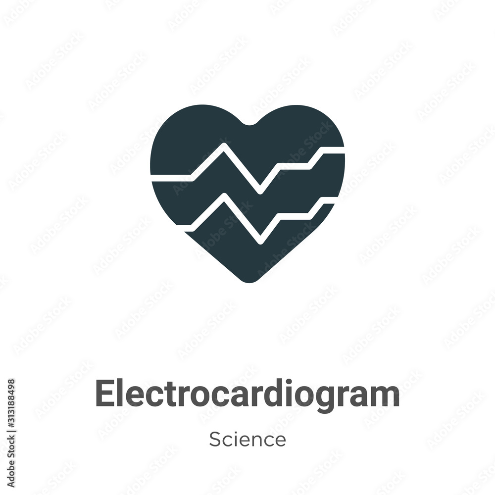 Poster electrocardiogram glyph icon vector on white background. flat vector electrocardiogram icon symbol s