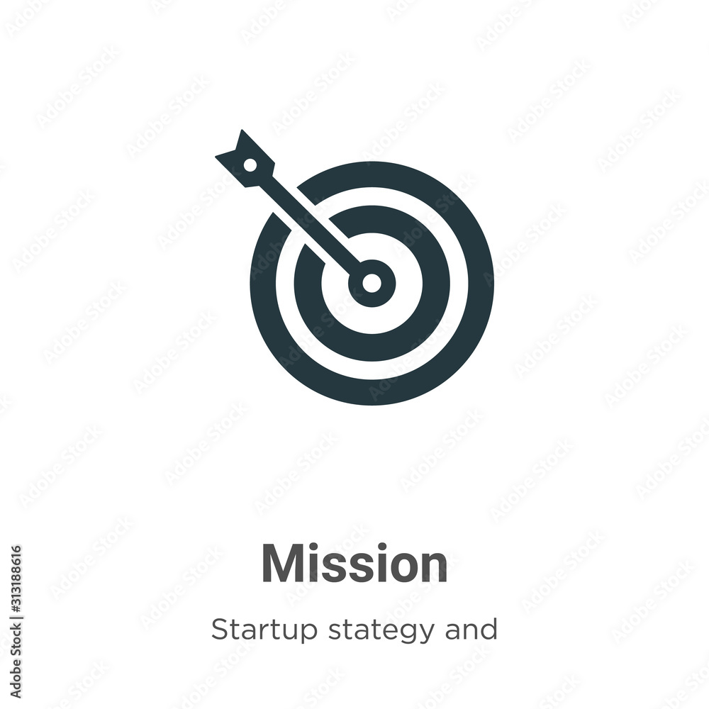 Poster mission glyph icon vector on white background. flat vector mission icon symbol sign from modern star