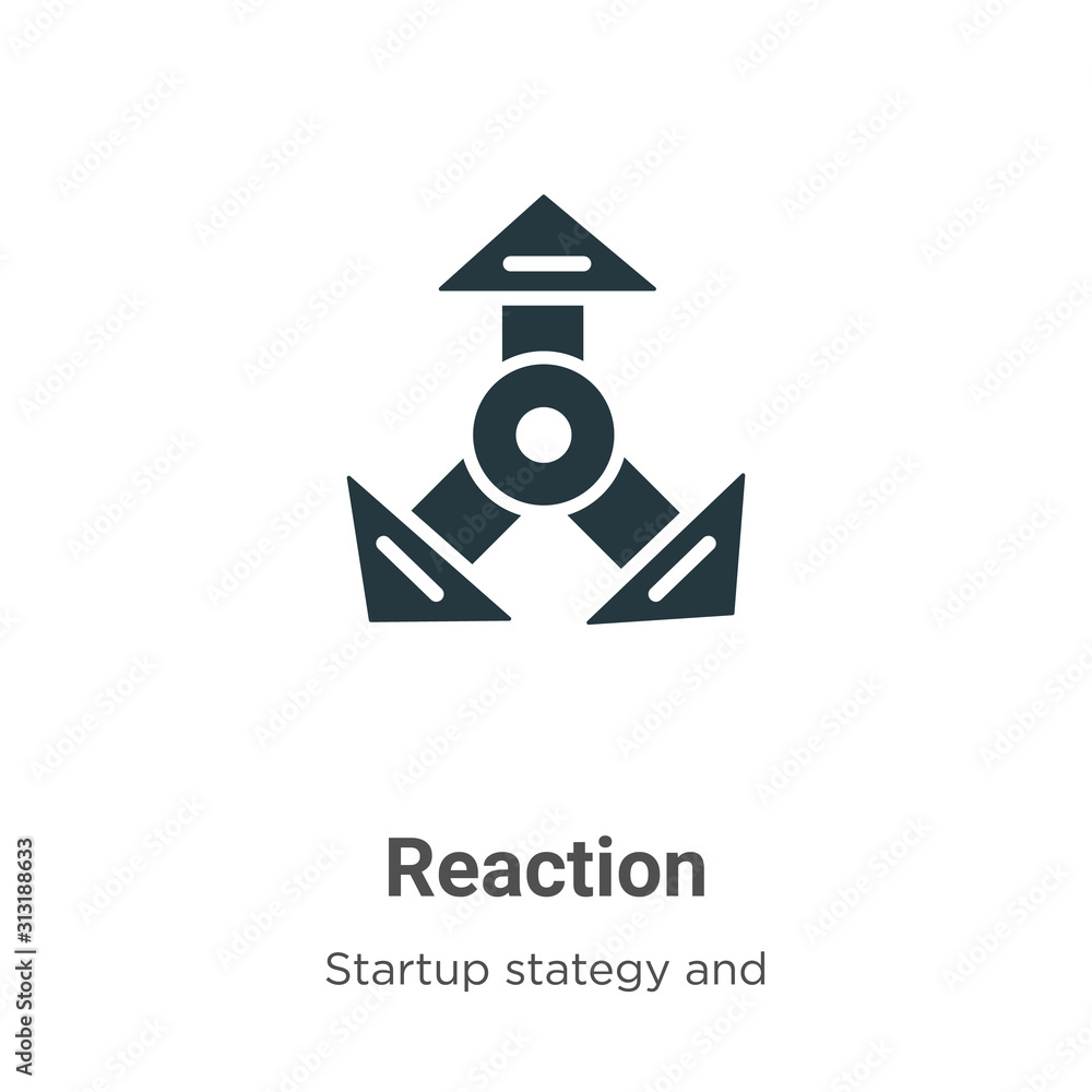 Poster reaction glyph icon vector on white background. flat vector reaction icon symbol sign from modern st
