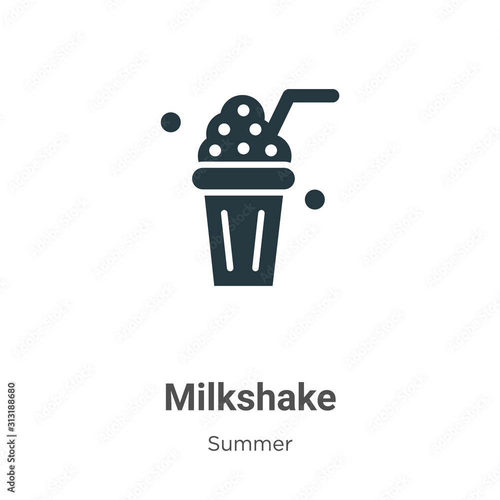 Poster milkshake glyph icon vector on white background. flat vector milkshake icon symbol sign from modern 