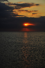 Sunset beach. Summer background.