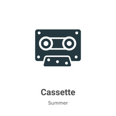 Cassette glyph icon vector on white background. Flat vector cassette icon symbol sign from modern summer collection for mobile concept and web apps design.