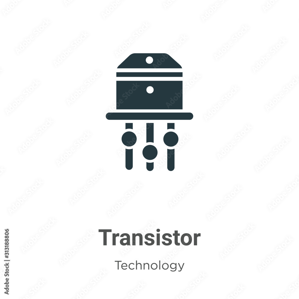 Poster transistor glyph icon vector on white background. flat vector transistor icon symbol sign from moder