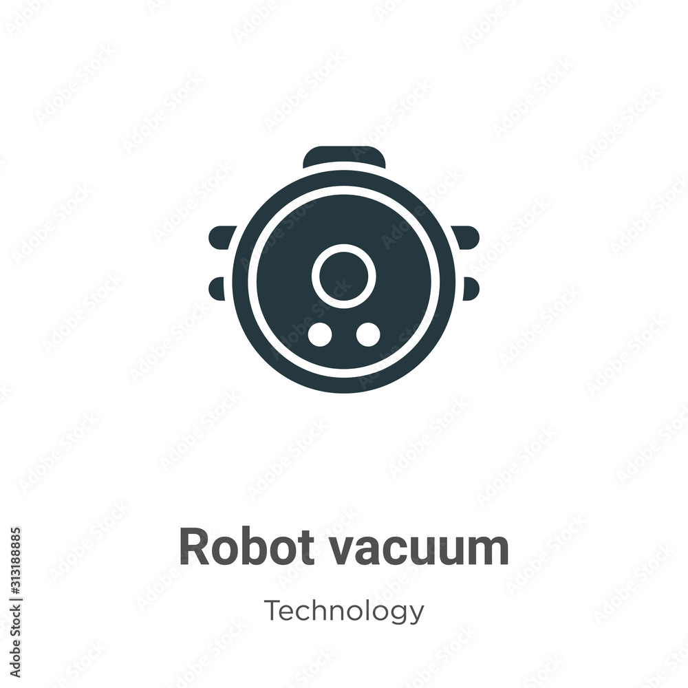 Poster robot vacuum glyph icon vector on white background. flat vector robot vacuum icon symbol sign from m