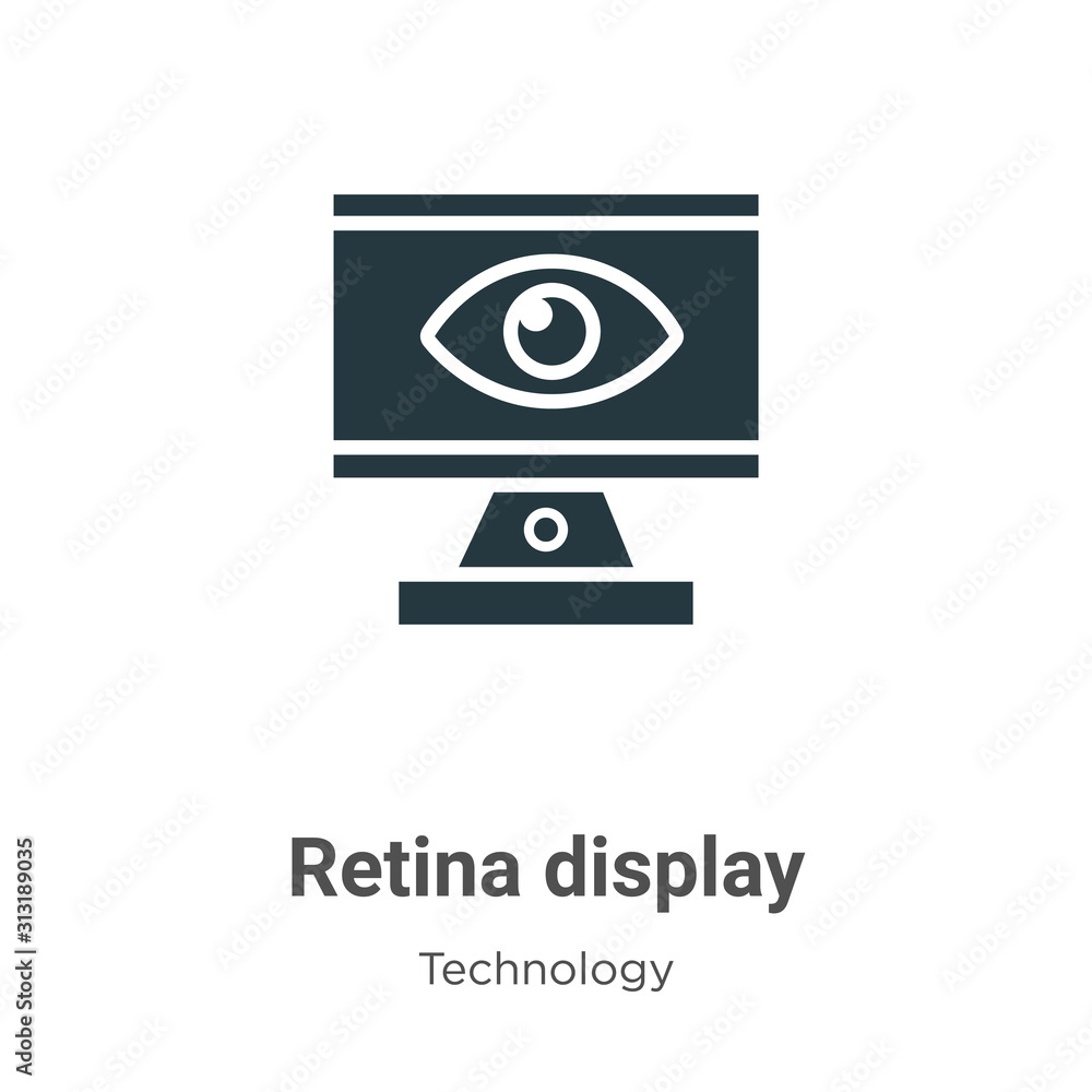 Poster retina display glyph icon vector on white background. flat vector retina display icon symbol sign fr