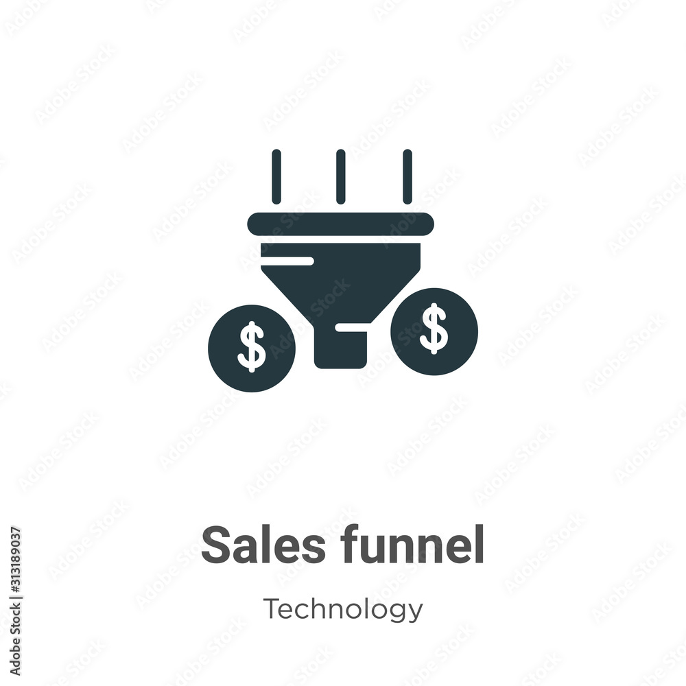 Poster sales funnel glyph icon vector on white background. flat vector sales funnel icon symbol sign from m