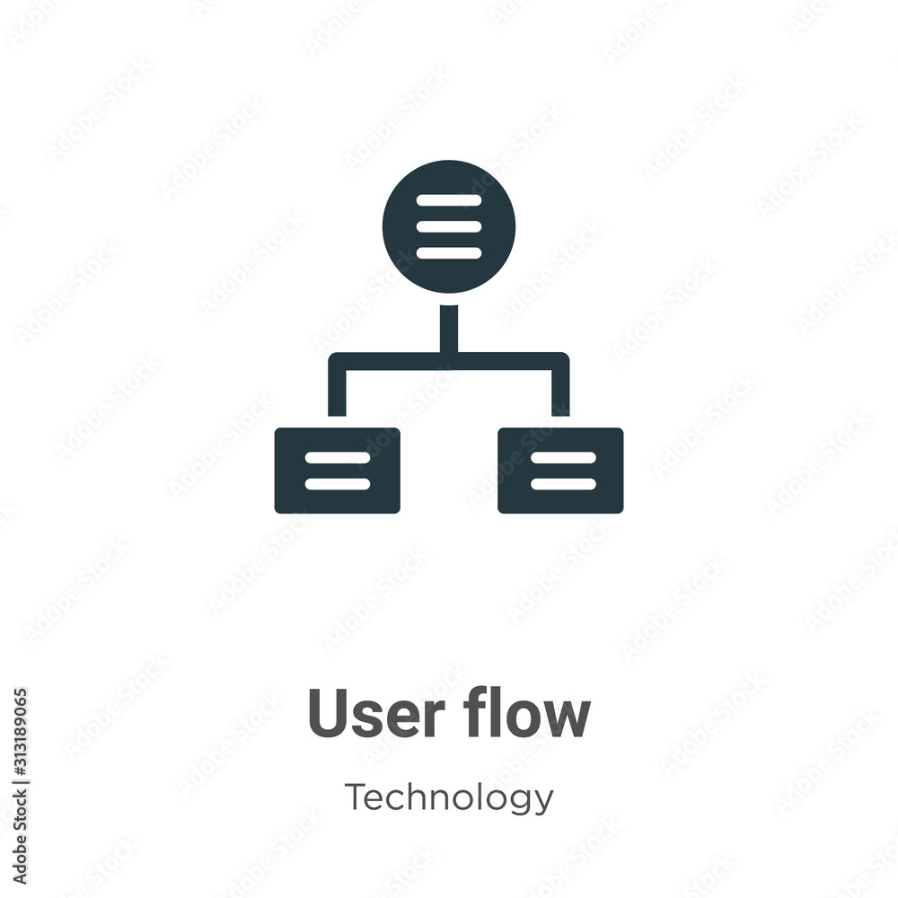 Poster user flow glyph icon vector on white background. flat vector user flow icon symbol sign from modern 