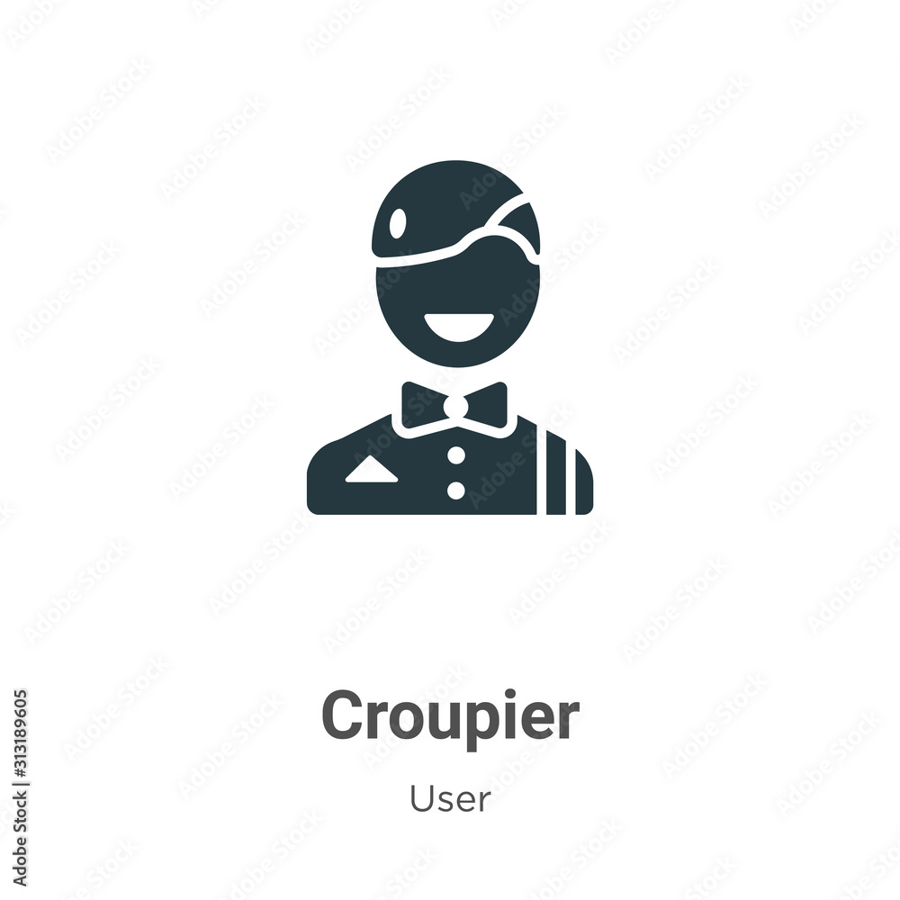 Poster croupier glyph icon vector on white background. flat vector croupier icon symbol sign from modern us