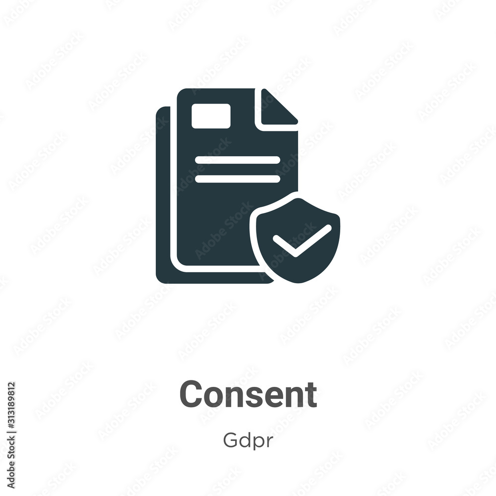 Poster consent glyph icon vector on white background. flat vector consent icon symbol sign from modern gdpr
