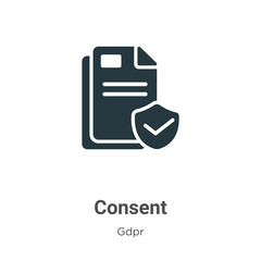 Consent glyph icon vector on white background. Flat vector consent icon symbol sign from modern gdpr collection for mobile concept and web apps design.