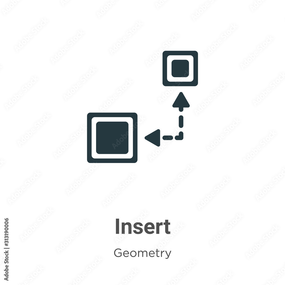 Poster insert glyph icon vector on white background. flat vector insert icon symbol sign from modern geomet