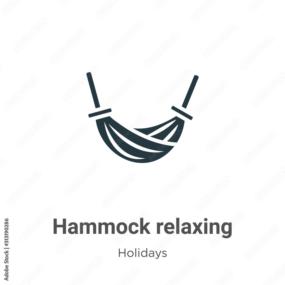Poster hammock relaxing glyph icon vector on white background. flat vector hammock relaxing icon symbol sig