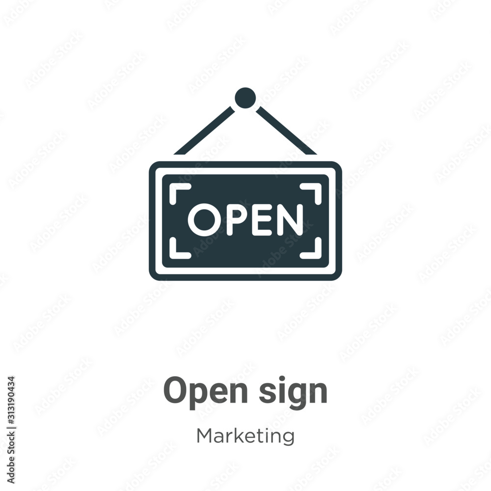 Poster open sign glyph icon vector on white background. flat vector open sign icon symbol sign from modern 