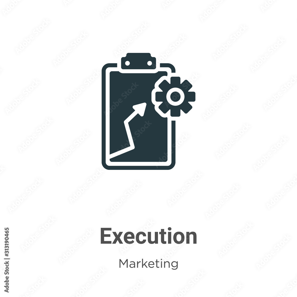 Poster execution glyph icon vector on white background. flat vector execution icon symbol sign from modern 