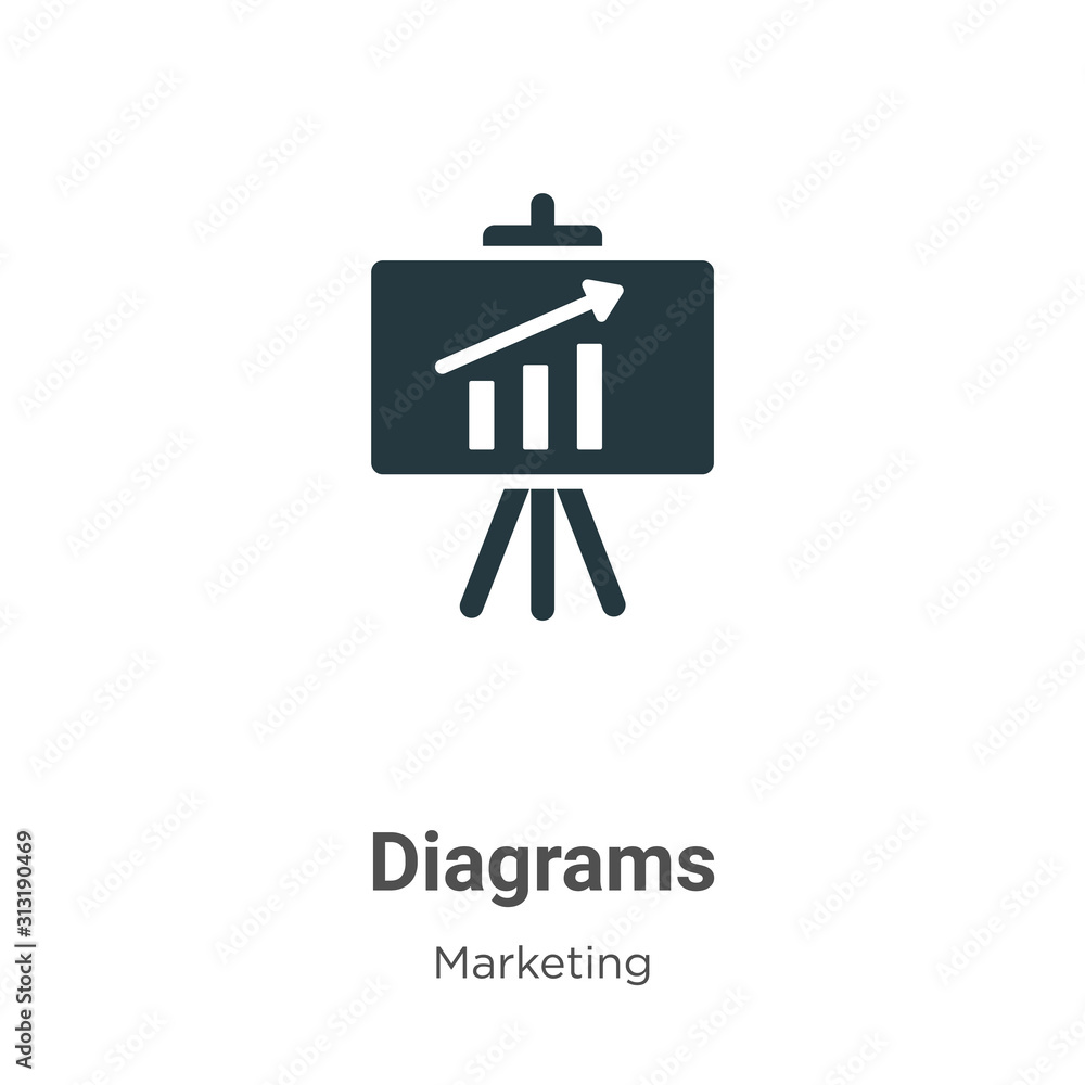Poster diagrams glyph icon vector on white background. flat vector diagrams icon symbol sign from modern ma