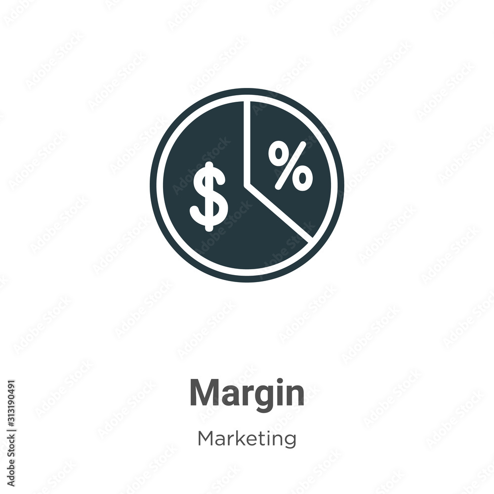 Poster margin glyph icon vector on white background. flat vector margin icon symbol sign from modern market