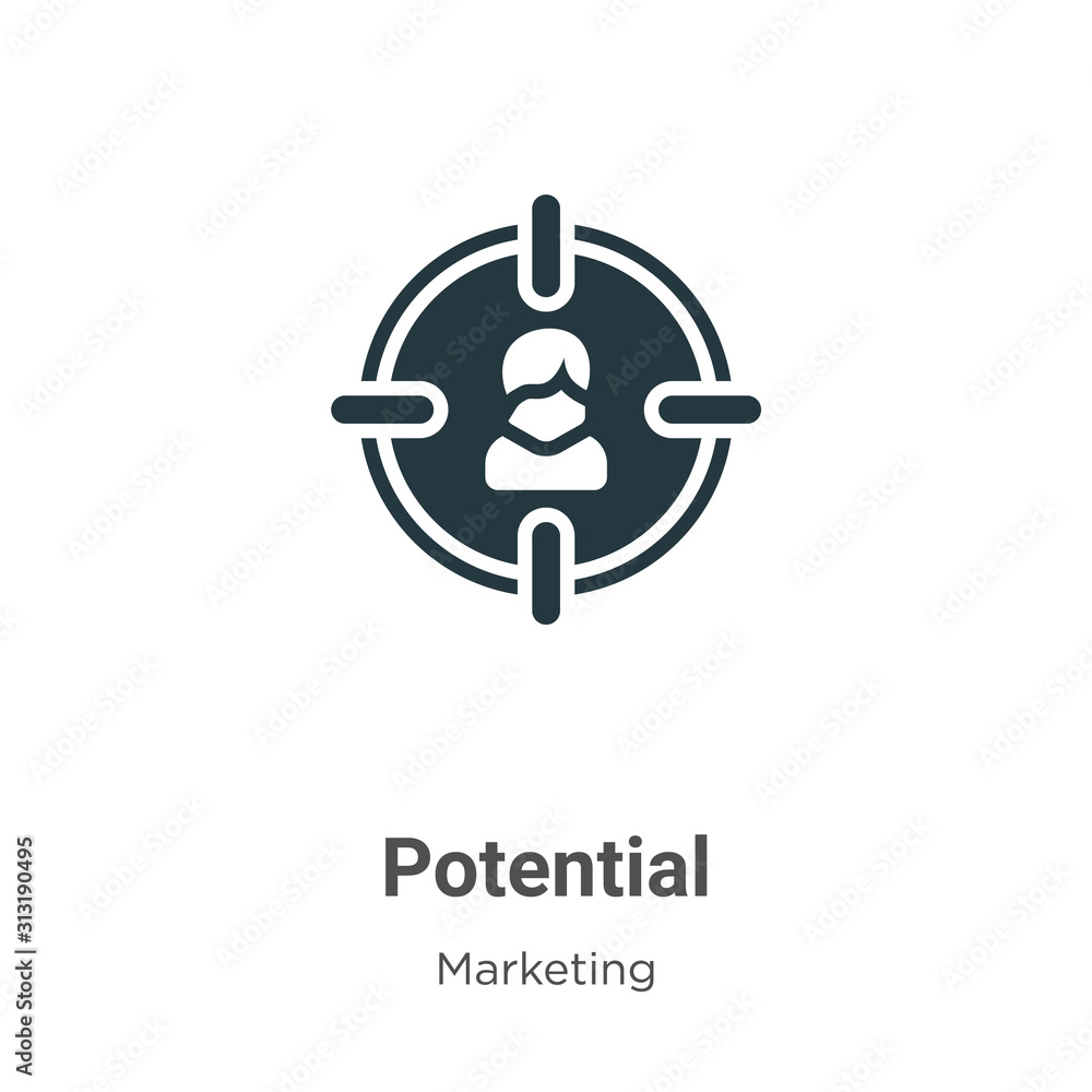 Poster potential glyph icon vector on white background. flat vector potential icon symbol sign from modern 