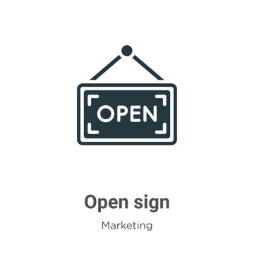 Open sign glyph icon vector on white background. Flat vector open sign icon symbol sign from modern marketing collection for mobile concept and web apps design.