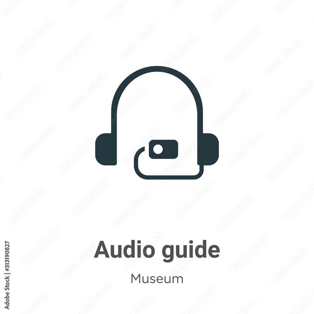Poster audio guide glyph icon vector on white background. flat vector audio guide icon symbol sign from mod