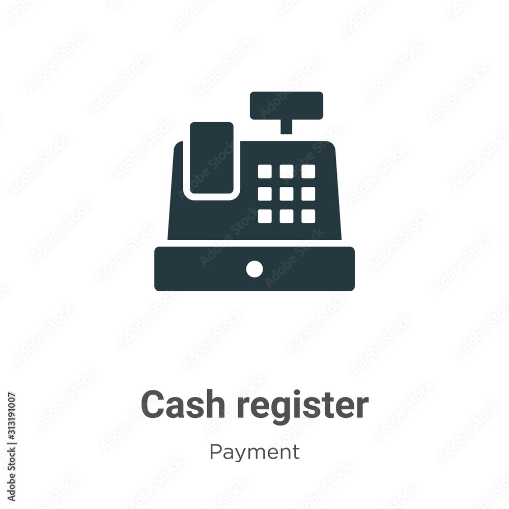 Poster cash register glyph icon vector on white background. flat vector cash register icon symbol sign from