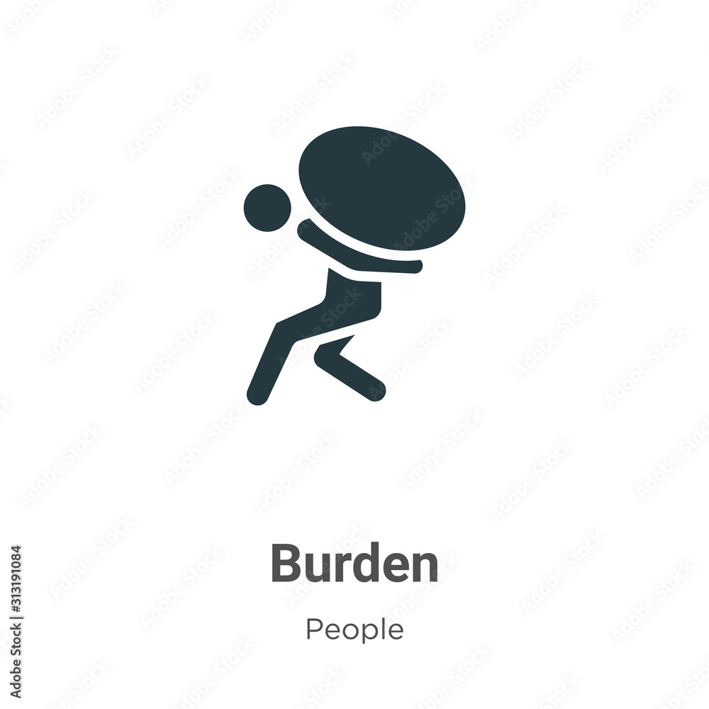 Poster burden glyph icon vector on white background. flat vector burden icon symbol sign from modern people