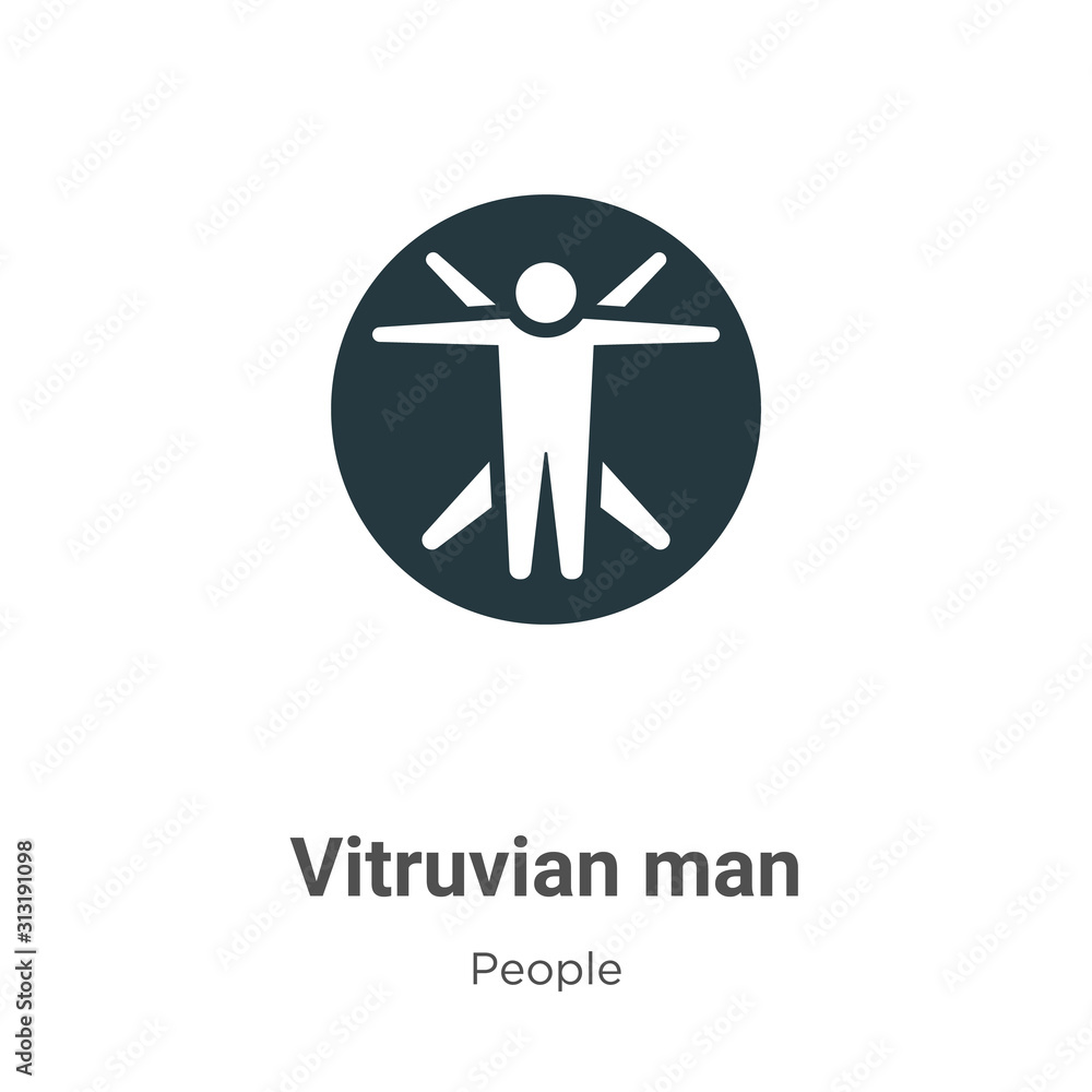 Poster vitruvian man glyph icon vector on white background. flat vector vitruvian man icon symbol sign from