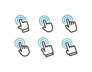 Set of hand click icons. Clicking hands vectors.