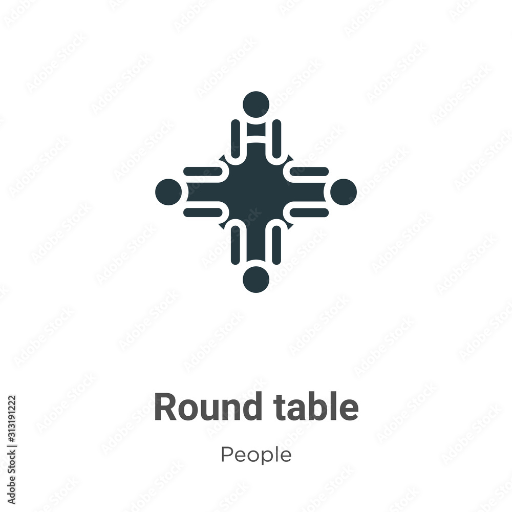 Poster round table glyph icon vector on white background. flat vector round table icon symbol sign from mod