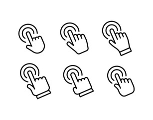 Set of hand click icons. Clicking hands vectors.