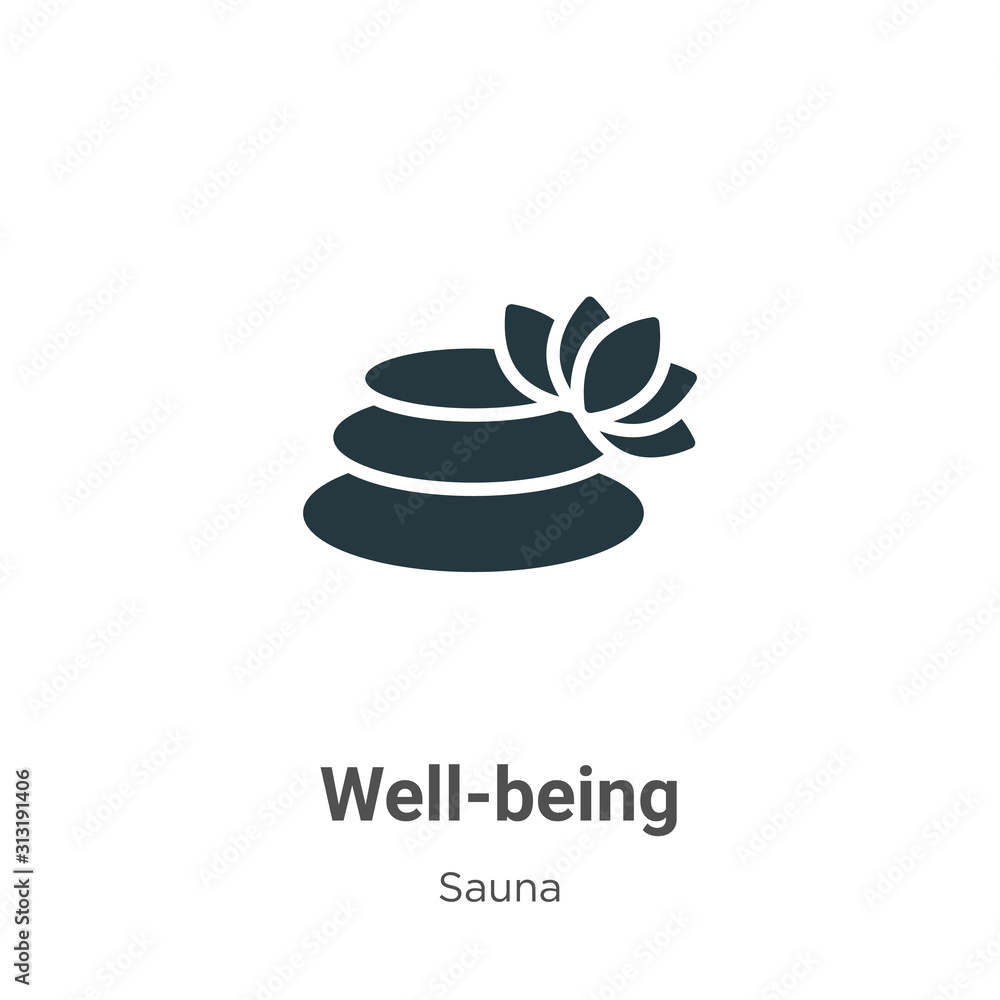 Poster well-being glyph icon vector on white background. flat vector well-being icon symbol sign from moder