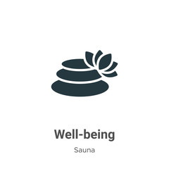 Well-being glyph icon vector on white background. Flat vector well-being icon symbol sign from modern sauna collection for mobile concept and web apps design.