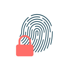 Fingerprints and lock,Cyber security concept. Digital security authentication concept. Biometric authorization. Identification